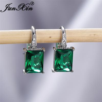 1 paio di orecchini a cerchio principessa nuova moda taglio rettangolare orecchini di cristallo verde acqua blu viola orecchini pendenti a goccia regalo