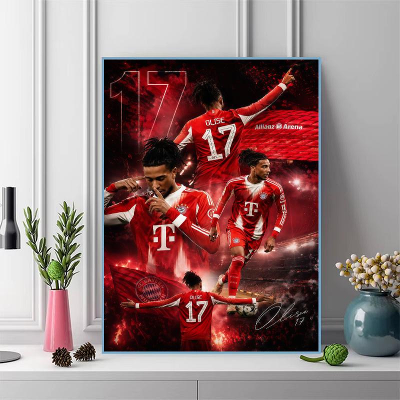 Michael Olise Football Jersey 100% Round Full Drill 5D DIY Diamond Painting Embroidery Cross Stitch Rhinestone Decor