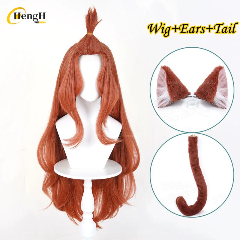 Anime Chainsmoker Cat Aruko Sakai Long 80cm Orange Brown Cosplay Anime Wig Heat Resistant Hair Halloween Party Wigs