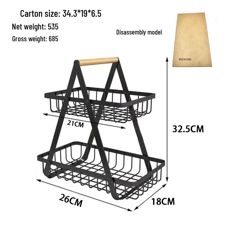 

Wrought Iron Double Layer Fruit and Bread Storage Basket for Kitchen and Living Room