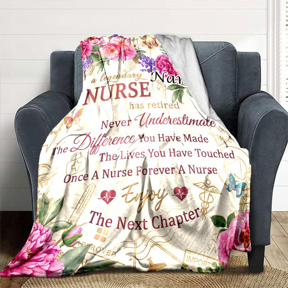 Nurse'S Legacy Blanket Personalized Name Soft Warm And Versatile For Sofa Bed Office And Travel Machine Washable Comfortable In All Seasons Best