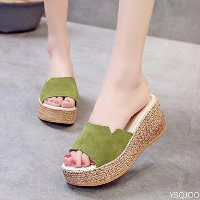 Fashion 2025 Summer New Versatile Fashion Outerwear Slope Heel Cool Slippers Thick Bottom Casual Simple Comfortable Women's Slippers