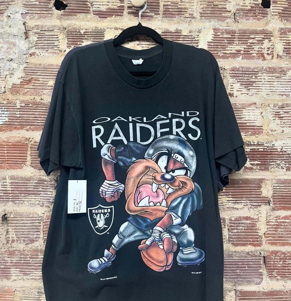 Oakland Raiders Looney Tunes Taz Funny Black T-shirt Unisex Tee HN1727