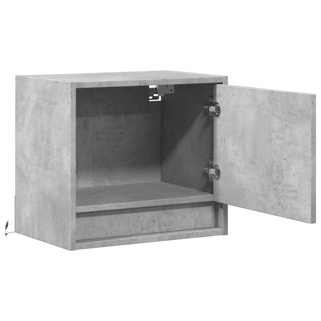 Wall Mounted Nightstands with LED Lights 2 pcs Concrete Grey