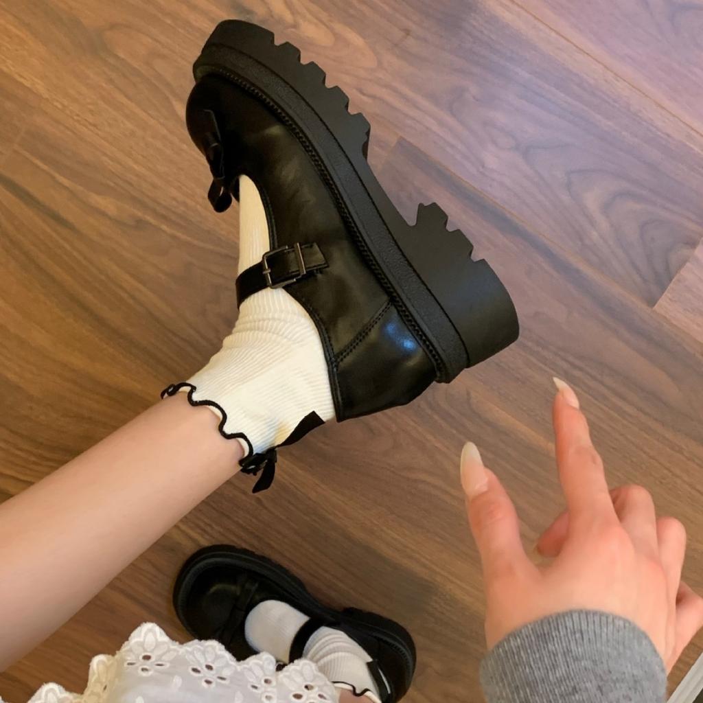 [Uncle Shoes] Single Shoes Women's 2025 Skirt Japanese Autumn College Style Bow JK Platform New Small Leather Shoes