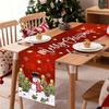 1pc Marry Christmas Table Runner Snowman Pine Printed Dustproof Durable Tablecloth for Home Ornament Xmas Dining Room Decoration