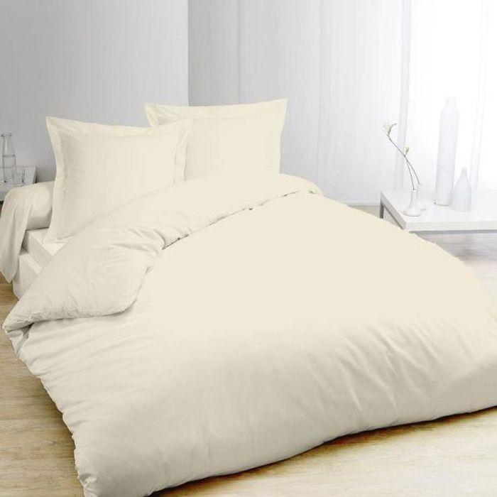 Housse de couette - SERENA - 240x220 cm - 2 taies d'oreiller 65x65 cm - Couleur ECRU