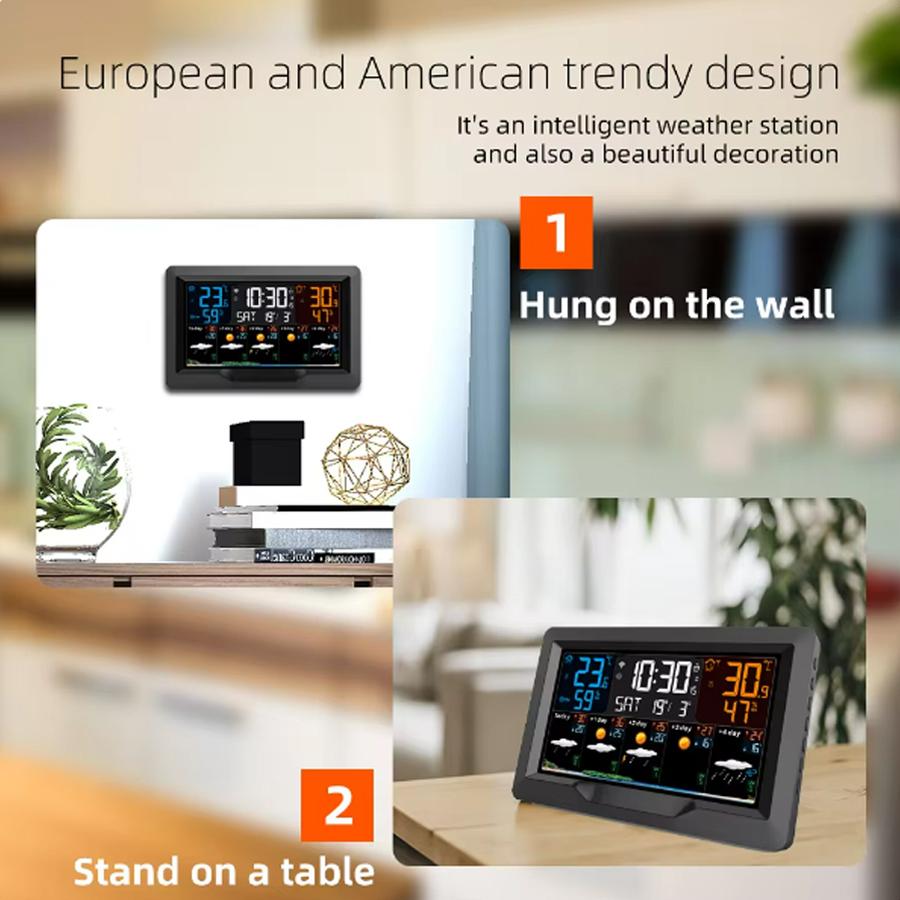 Tuya WIFI Smart Weather Station Temperature Humidity Meter Weather Forecast Indoor Outdoor Multifunctional Weather Alarm Clock