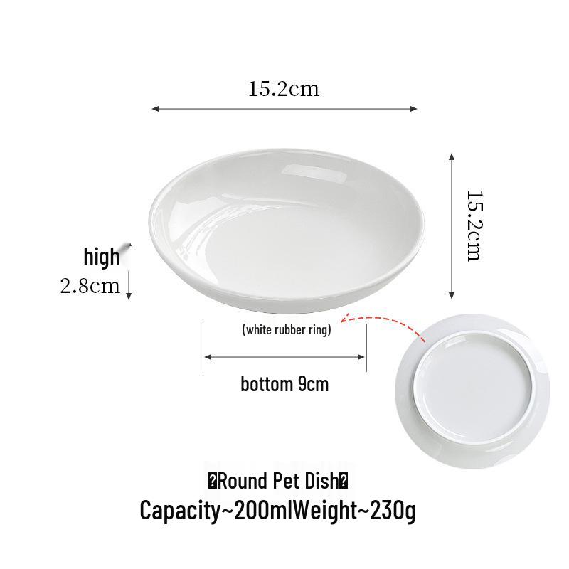 Dökülmeyi Önleyici Silikon Pedli Minimalist Kedi Patiği ve Balık Kemiği Seramik Evcil Hayvan Mama Kabı