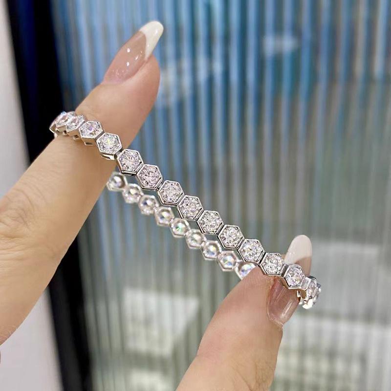 Zhuozhifan S925 Silber Hochkarbon Diamant Waben Minimalistisches Armband