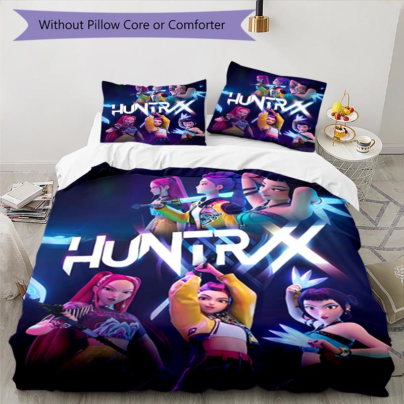 3pcs Kpop Hunter5 Pattern Bedding Set Duvet Cover Set Includes Duvet Cover &pillowcases, Perfect All Season Bedroom Decoration & Gift