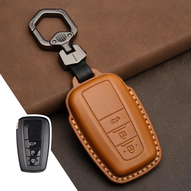 Genuine Leather Protector for Toyota Key Cover Domineering Reiz Rav4 Cruiser Crown Key Case Cover Fob
