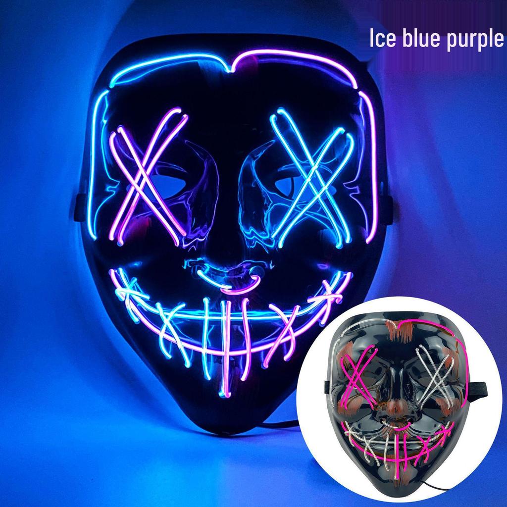 LED Luminous Halloween V for Vendetta Mask - Black Ghost Face Party Prop