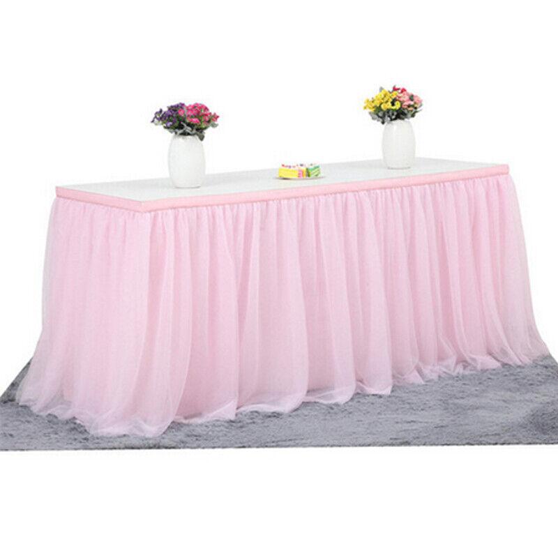

6FT 9FT Birthday Party Table Skirt Decor Hotel Wedding Banquet Tablecloth Solid color Table cover Xmas Halloween Decorations 183cm x 76.2cm розовый