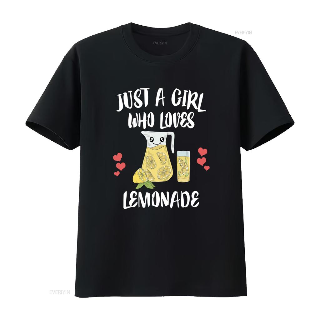 Just A Girl Who Loves Lemonade Drink Lover Cute Cartoon Design Suitable for Childrens Summer Short sleeved Top