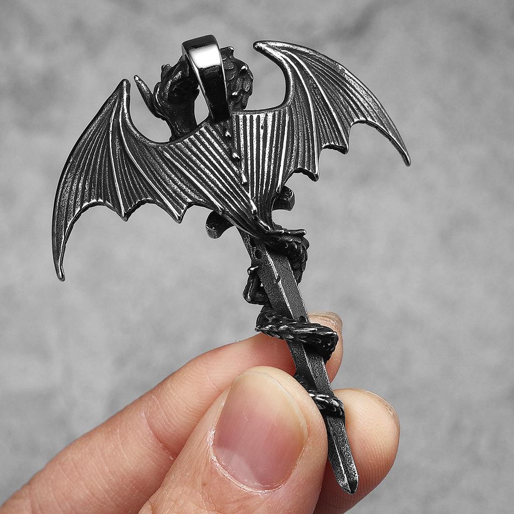Dragon Slaying Sword Men Necklaces Stainless Steel Pendant Chain Women Punk Fashion Jewelry New Accessories Gifts