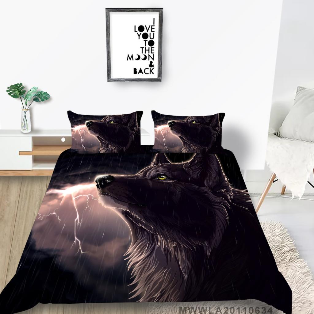 3D Wolf Theme Bedding Set with Wolf Print Quilt Cover Pillow Case 2 or 3 Pieces AU240 * 270 Extra Large Home Decoration