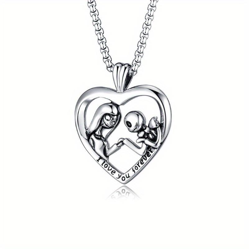 Christmas Eve Horror Girl Skull Pendant Hollow Heart Halloween Necklace Vintage Gift Necklace