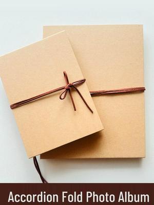Accordion Foldable Handmade Photo Album: Retro Kraft Paper Graduation & Commemorative Gift Handbook.