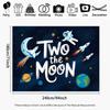 2D Outer Space Astronaut & Rocket Backdrop "Two the Moon" Birthday Photo Booth