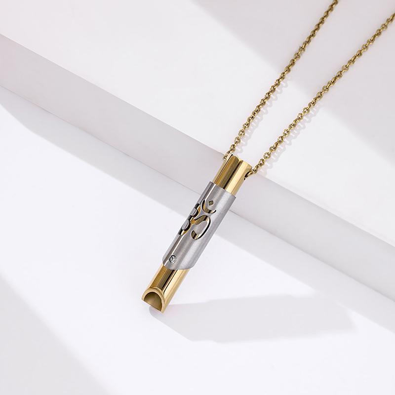 

Ожерелье с медитирующим свистком для снятия тревоги, ожерелье из нержавеющей стали для медитации и дыхания, ожерелье для настройки соломы