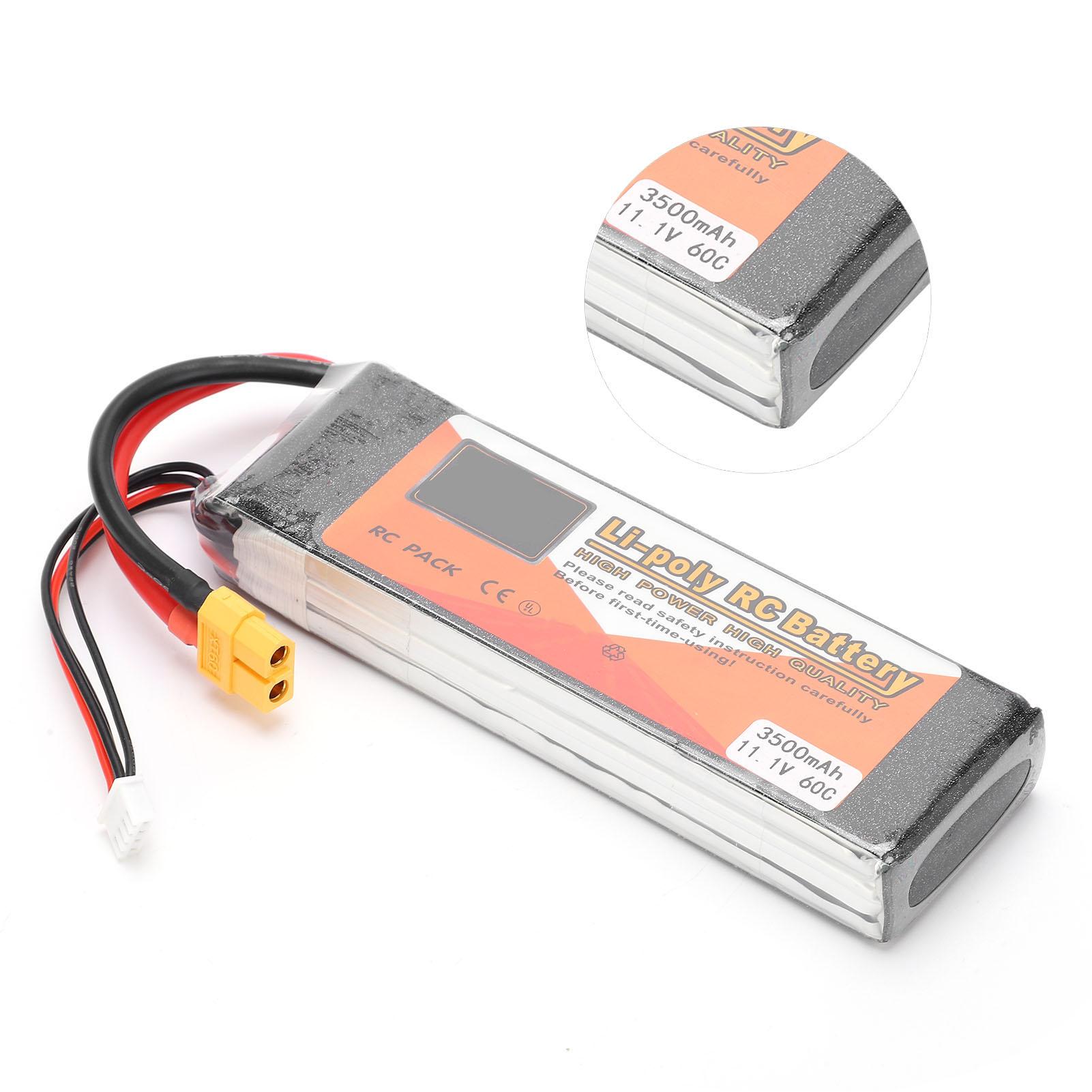 

11.1V 3500mAh 3S 60C Lipo Battery Pack with XT60 Plug RC Battery for RC Car Boat Airplane Drones