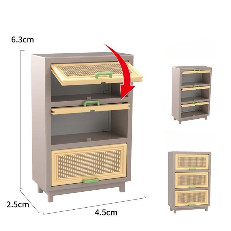 Miniature Living Room Scene Model DIY Drawer Dollhouse Furniture Grid Space Toy for Doll Pretend Play Mini Kitchen Accessories