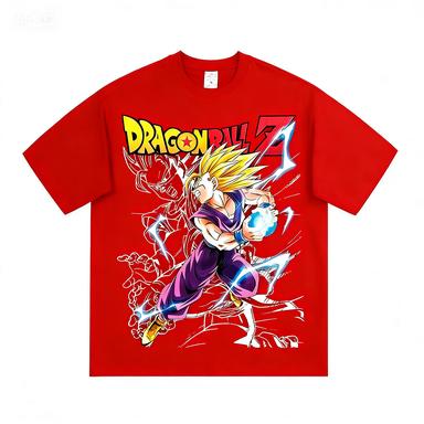 Dragon Ball Super Saiyan European Print Pattern Tshirt Casual Shortsleeved Tshirt Casual and Comfortable Parentchild Outfit