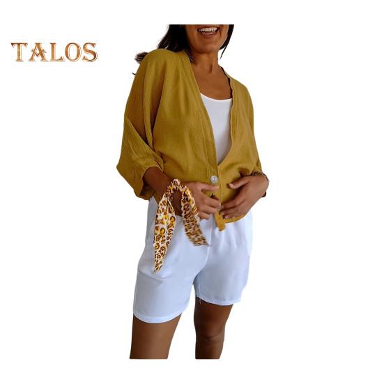 

Женская однотонная рубашка, повседневная рубашка с длинным рукавом на 2 пуговицах, женская рубашка большого размера, пальто для работы, путешествий, уличная одежда XL жёлтый