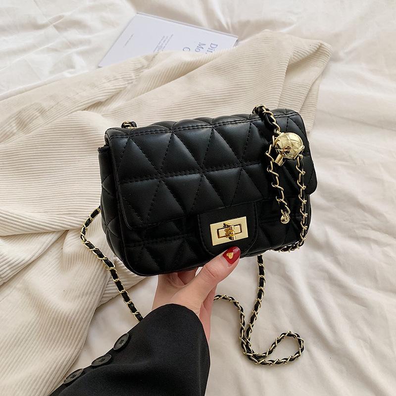 Rhombus embroidery thread small bag spring and summer new women's bag popular versatile shoulder bag simple small square bag