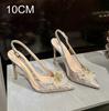 Fashion 2025 New Fine Heel Pointy Diamond Pumps Pearl Wedding Shoes Sparkles Baotou Glass Glue High-heeled Sandals