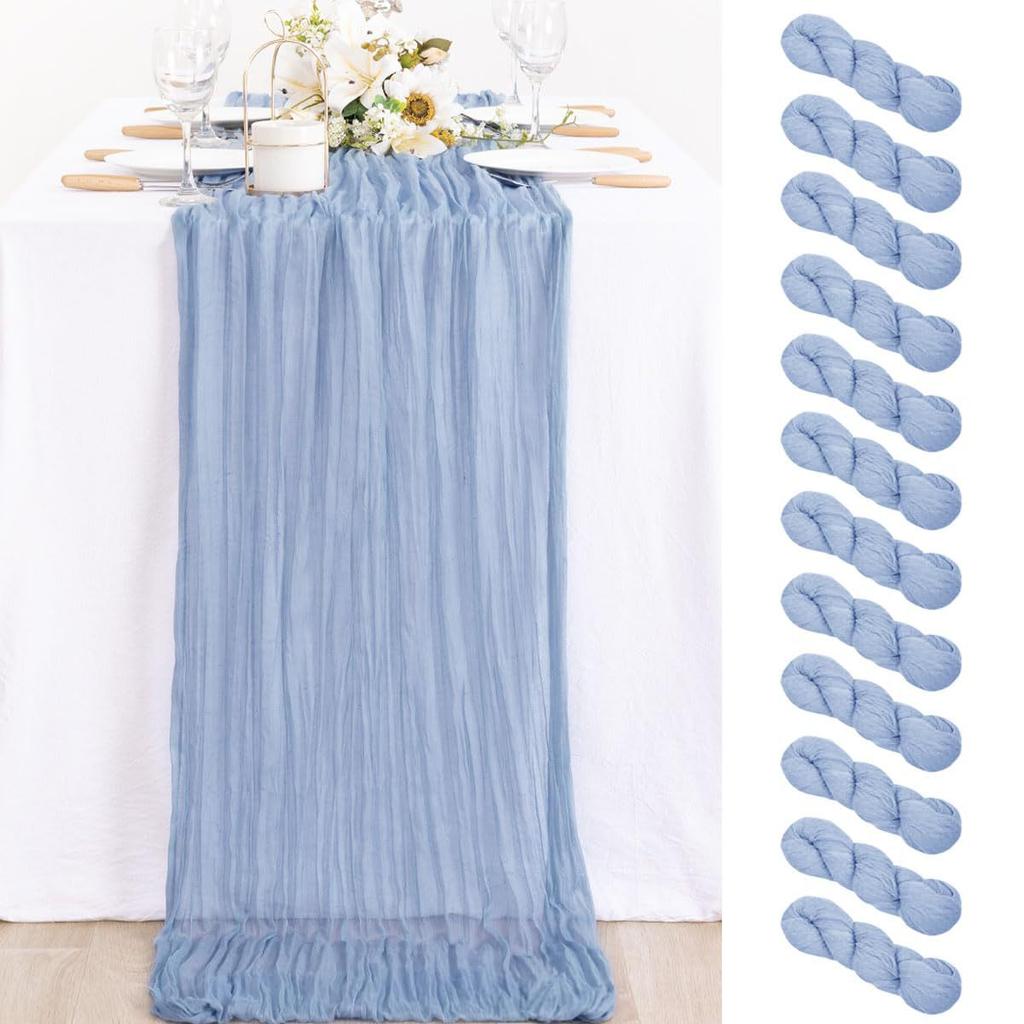 10 Pack Cheesecloth Table Runner 35x120Inch Boho Gauze Cheese Cloth Table Runners for Wedding Party Baby Shower Birthday Home Decor