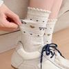 Socks Pure Cotton Tube Socks Season Idea Yarn Bow Love Cute Lace Cotton Stacking Socks