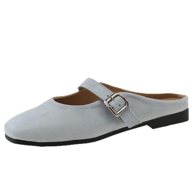 French Evening Breeze Flat-bottomed Bag Head Half Slippers Women's Outer Wear 2025 New Spring and Summer One-pedal Muller Half-tray Single Shoes