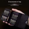 25-in-1 Portable Leather Bag Screwdriver Set for Phone, Computer, and Watch Repair.