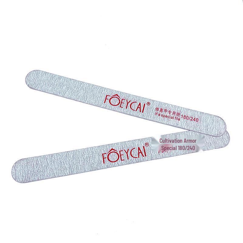 

Fucai Double-Sided Long Round Wood Block Nail File - Gray-White