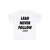 Herren Chief Keef Lead Never Follow Leaders T-Shirt | Übergroßes Weißes Vintage Streetwear mit Kräftiger Schwarzer Schrift, Hip Hop Inspiriert Lässig, Maschine