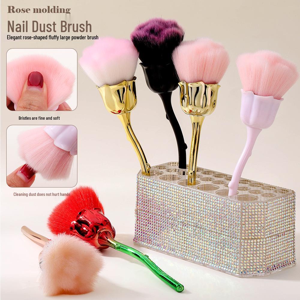 Rose Nail Art Dusting Brush with Soft Bristles - Multiple Colors Available