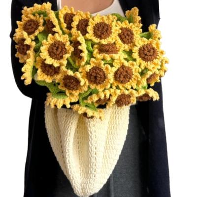 Matériel pour couverture au crochet faite à la main Bouquet de fleurs Couverture tricotée à la main Couverture Tournesol Kit de crochet Décoratif