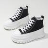 2026 Vår Höst Dam Kvinnor Höga Sneakers Snörning Casual Tjock Sula Kanvas Halkfria Slitstarka Vulkaniserade Skor