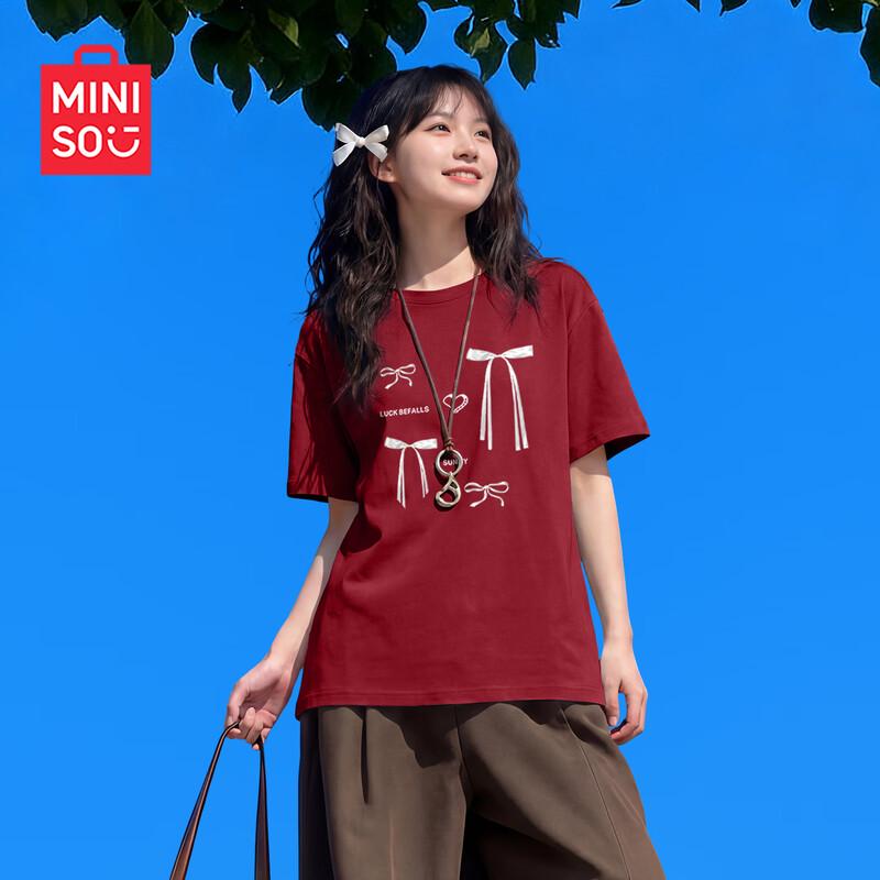 MINISO Women s 2026 Summer Pure Cotton Loose Fit T-Shirt L