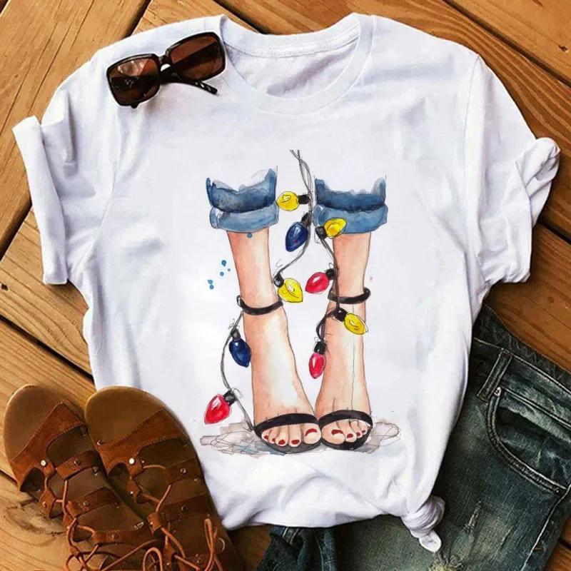 

Round neck plus size printed short sleeved T-shirt for women s top 5XL