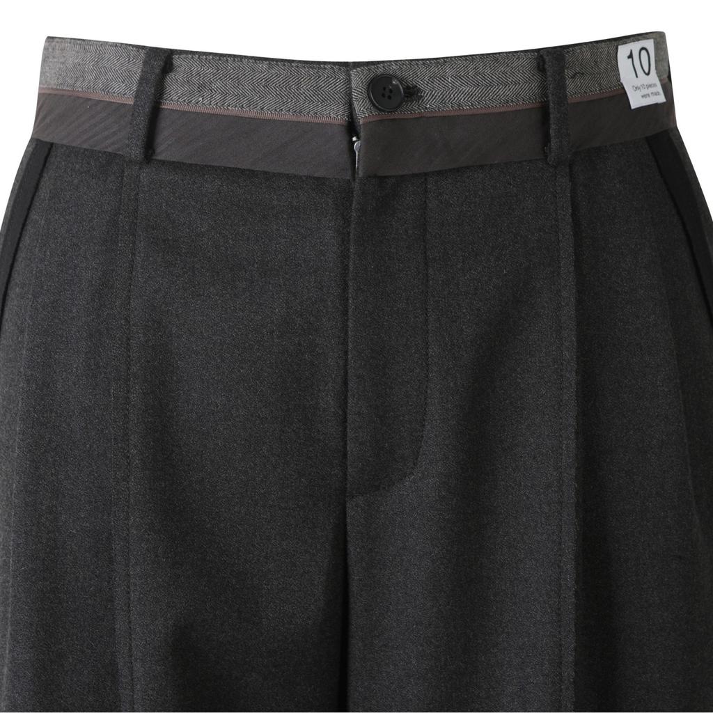 RECODE Raw Edged Tape Detail Wool Pants_Rkpaw23609Gyx