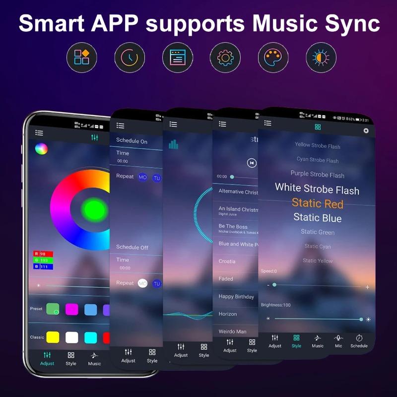 RGB Firework Strip Lights LED Bluetooth APP Control Neon Strip USB 5V Changing Smart Lamp Sync Music Bedroom Decor Dream Light