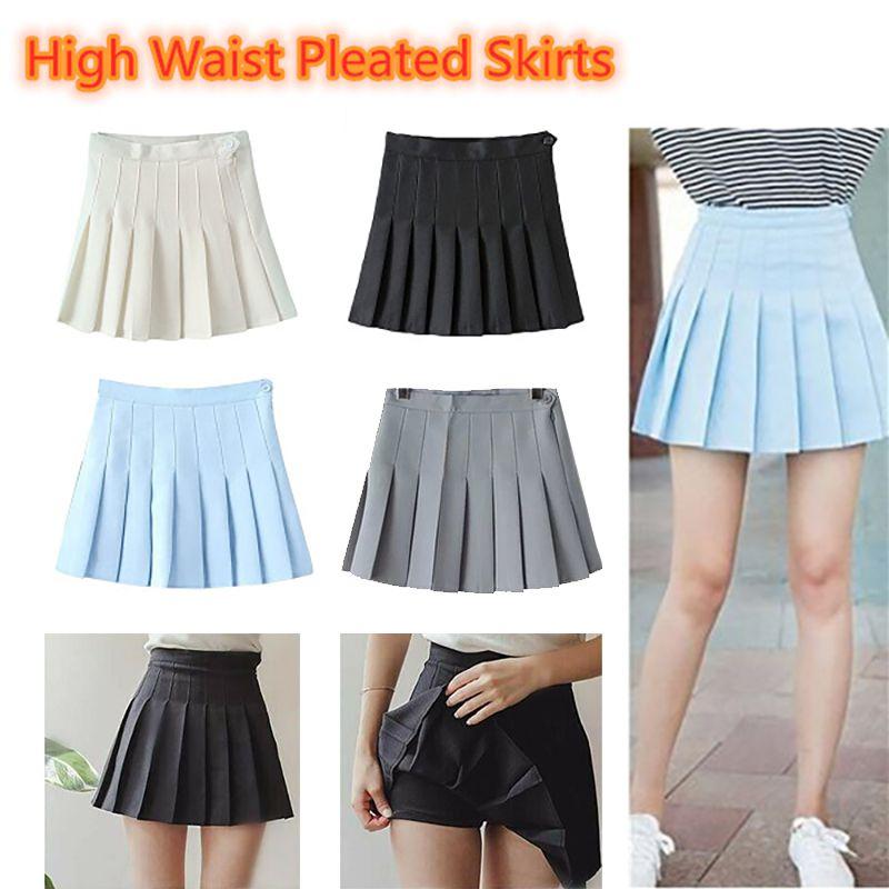 Trendy Women's Girls High Waist Pleated Tennis Skirt With Safety Pants For Daily Wear