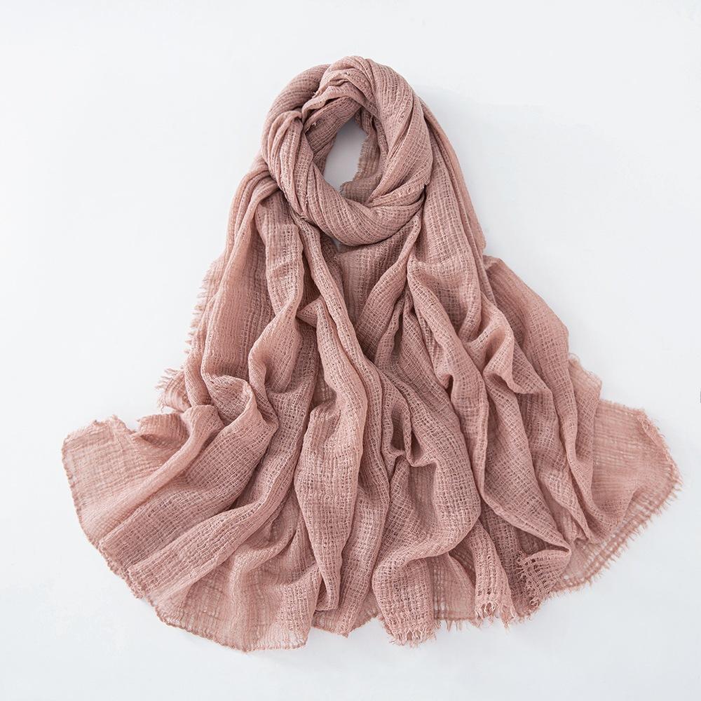 New Cotton Linen Gauze Scarf For Women Girls Spring Autumn Solid Scarves Soft Pashmina Foulard Simple Retro Beard Wrap Shawls