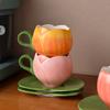 300ML European Ceramic Flower Coffee Cup Saucer Creative Tulip Mug Exquisite Afternoon Tea Flower Tea Cup Home Breakfast Mug New