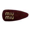Excellent MIUMIU clip Logo Hair Clips, Set of 3, Leather Hair Accessories 5IF188 Used