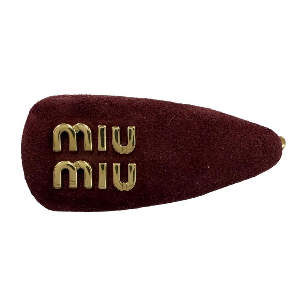 Excellent MIUMIU clip Logo Hair Clips, Set of 3, Leather Hair Accessories 5IF188 Used