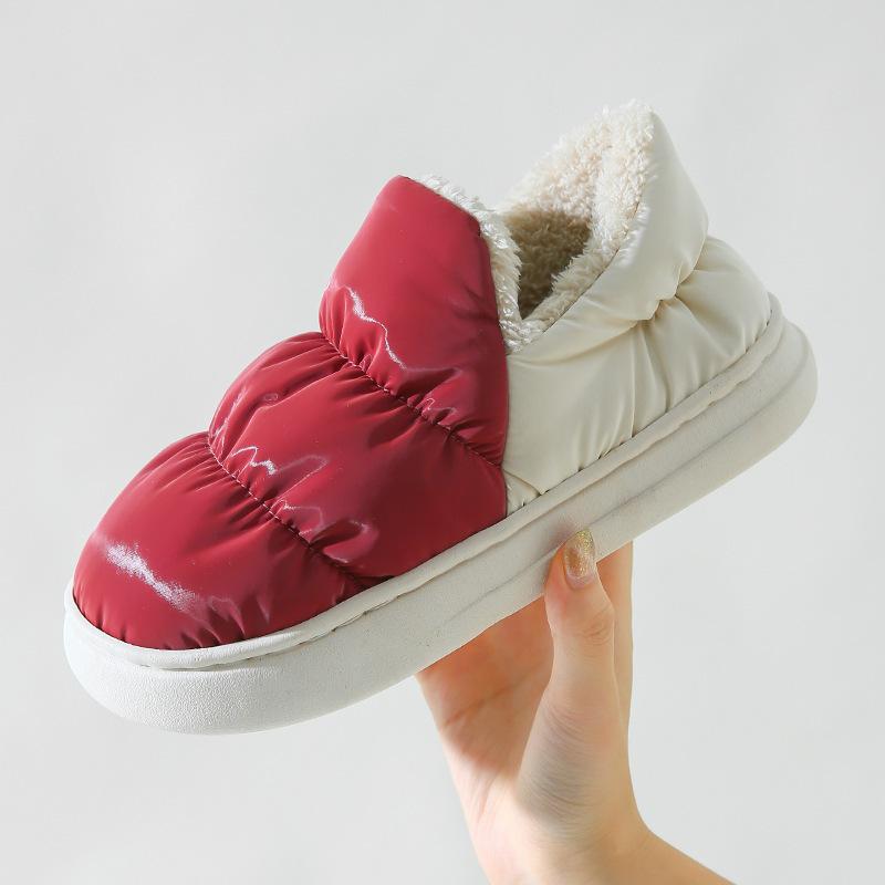 2025 home non-slip and warm indoor shoes postpartum soft-soled bread shoes cotton slippers thickened in autumn and winter